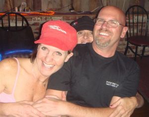 Laura peeking at the camera